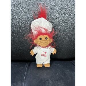 Vintage Russ Troll Doll I Love Pizza Apron Chef Yellow Hair Cook Baker Hat